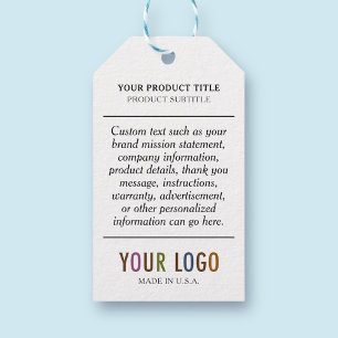 Étiquettes-cadeau Balises à accrochage papier avec logo de chaîne et