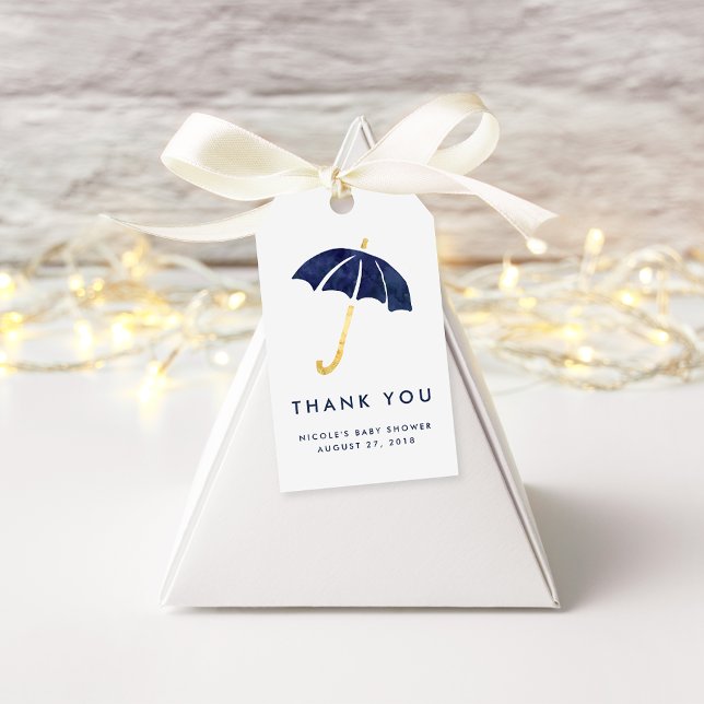 Étiquettes-cadeau Balises baby shower Favoriser | Parapluie de marin (Créateur téléchargé)