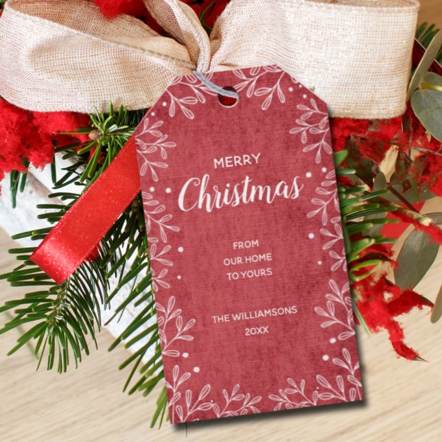 Étiquettes-cadeau Balises Botaniques Blancs élégantes sur les Balise (Créateur téléchargé)