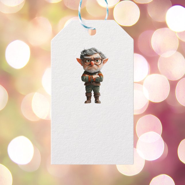 Étiquettes-cadeau Balises Cadeau Blanc Elf Noël Boss (Créateur téléchargé)