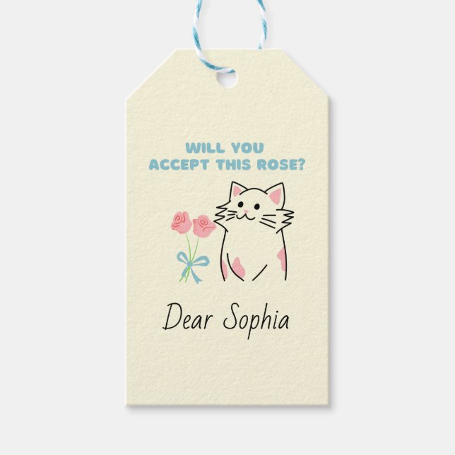 Étiquettes-cadeau Balises Cadeau Chat&Rose (Devant)