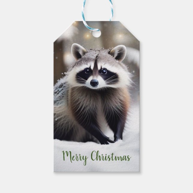 Étiquettes-cadeau Balises Cadeau Cute Raccoon (Devant)