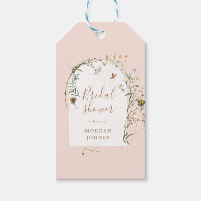 Étiquettes-cadeau Balises cadeau de douche à fleurs de prairie fleur (Devant)
