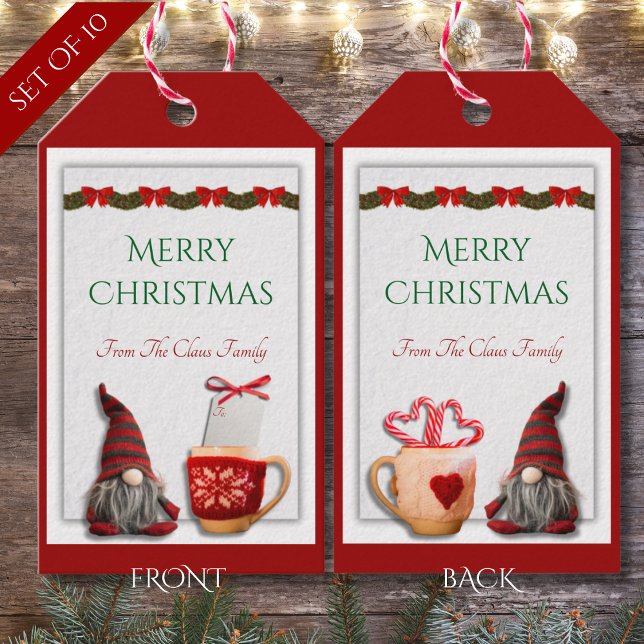 Étiquettes-cadeau Balises cadeau de Noël Gnome (Cute Holiday Gnome Christmas Gift Tag)
