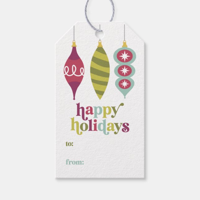Étiquettes-cadeau Balises Cadeau de Noël rétro (Devant)
