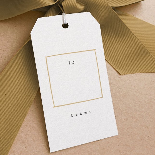 Étiquettes-cadeau Balises Cadeau Gold de Lignes minimales (Minimal line simple golden gift tag.)