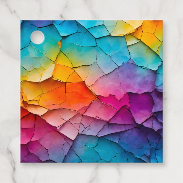 Étiquettes Cadeau Balises Cadeau papier cracké coloré (Devant)