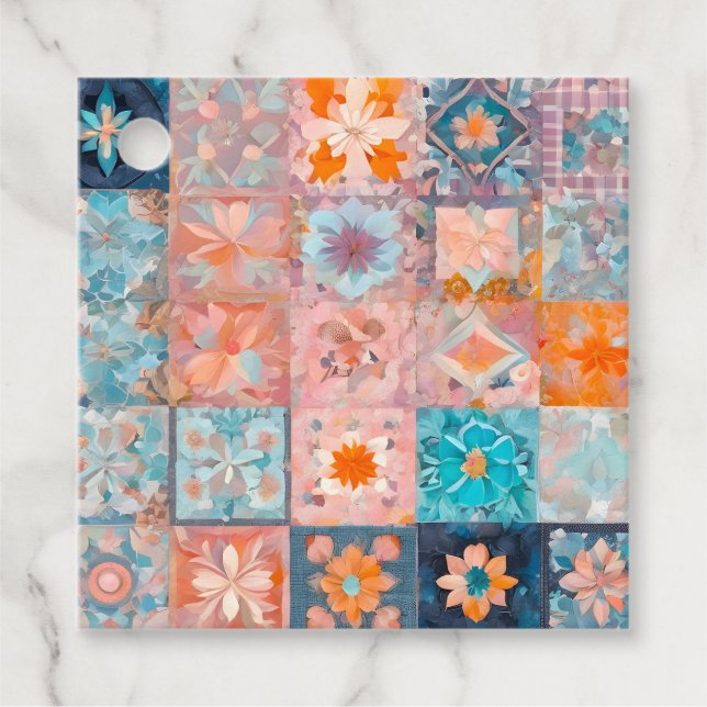 Étiquettes Cadeau Balises Cadeau Peinture en Patchwork (Devant)