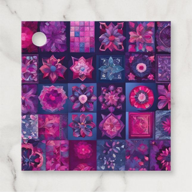 Étiquettes Cadeau Balises Cadeau Peinture en Patchwork (Devant)