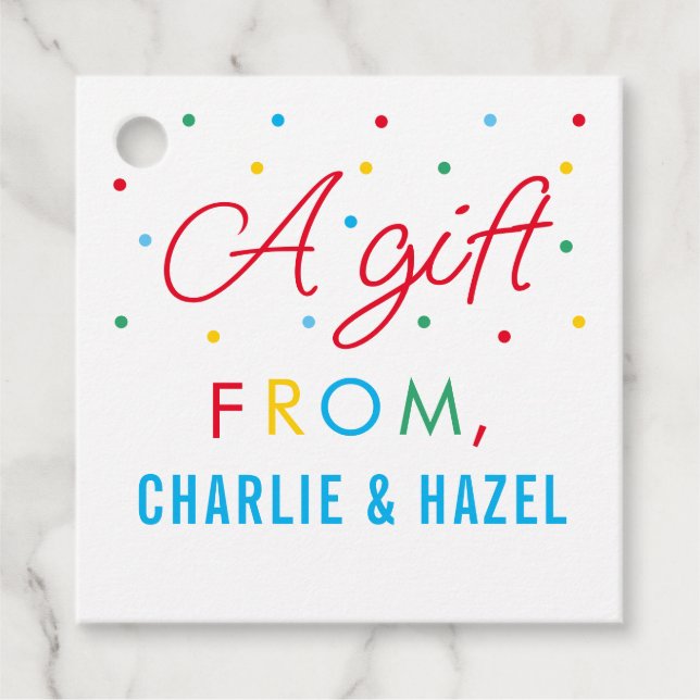 Étiquettes Cadeau Balises Cadeau Personnalisé Enfants Simple Arc-en- (Devant)