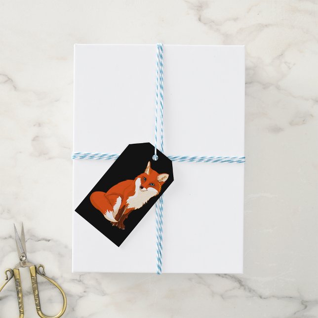 Étiquettes-cadeau Balises Cadeau Personnalisées Assis Fox (Créateur téléchargé)