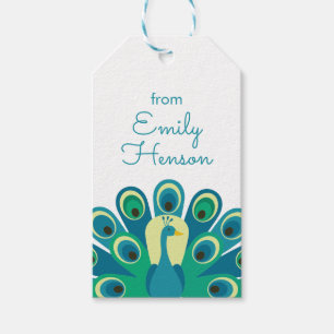 Étiquettes-cadeau Balises Cadeau Personnalisées Cute Peacock