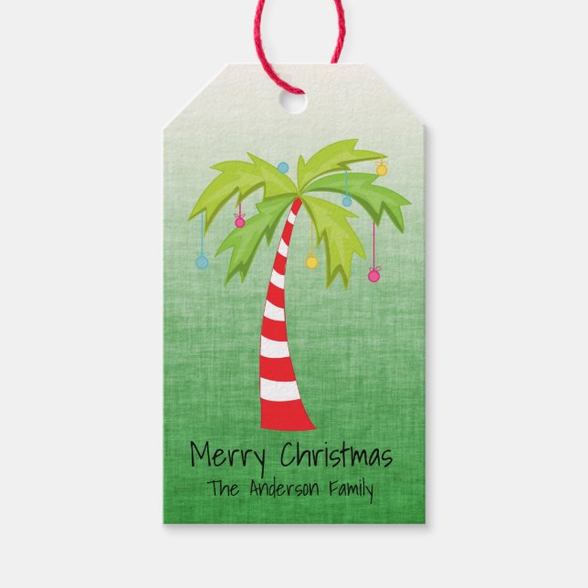 Étiquettes-cadeau Balises Cadeau Personnalisées de Noël Palm Tree (Devant)