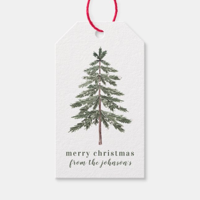 Étiquettes-cadeau Balises cadeaux Arbre aquarelle (Devant)