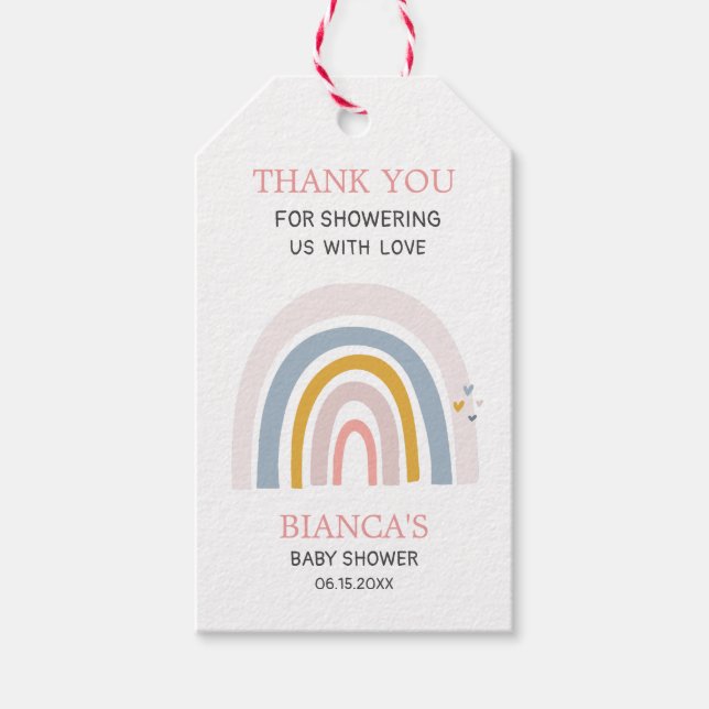 Étiquettes-cadeau Balises cadeaux Baby shower arc-en-ciel magique (Devant)
