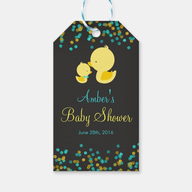Étiquettes-cadeau Balises cadeaux Baby shower en caoutchouc Chalkboa (Devant)