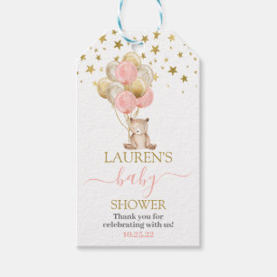Étiquettes-cadeau Balises cadeaux baby shower Ours rose