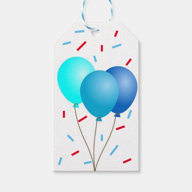 Étiquettes-cadeau Balises cadeaux - Ballons avec Confetti (Devant)