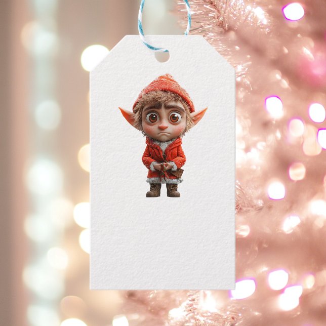 Étiquettes-cadeau Balises Cadeaux Blanches Petit Elfe Inquiète (Créateur téléchargé)