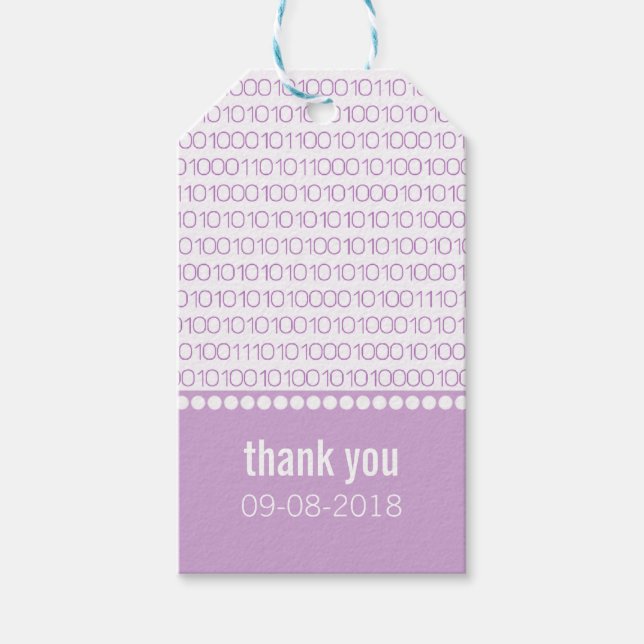 Étiquettes-cadeau Balises Cadeaux Code Binaire Chic Purple Geek (Devant)