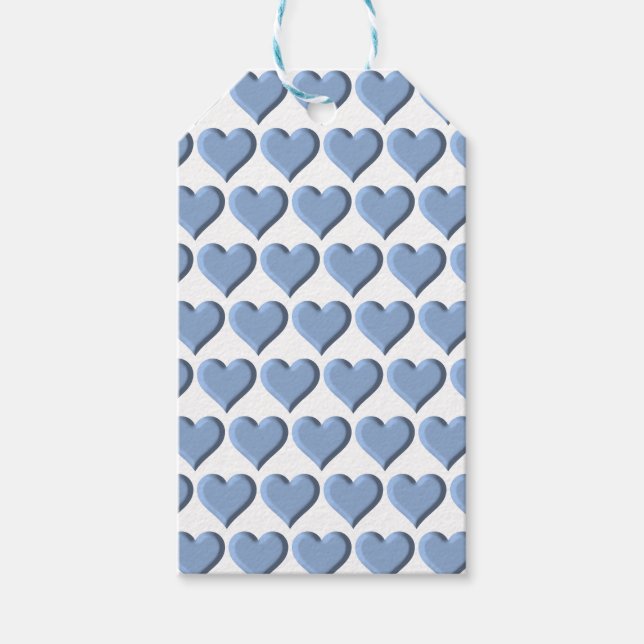 Étiquettes-cadeau Balises cadeaux Coeurs Bleus (Devant)