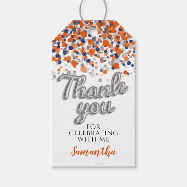 Étiquettes-cadeau Balises cadeaux Confetti Argent (Devant)