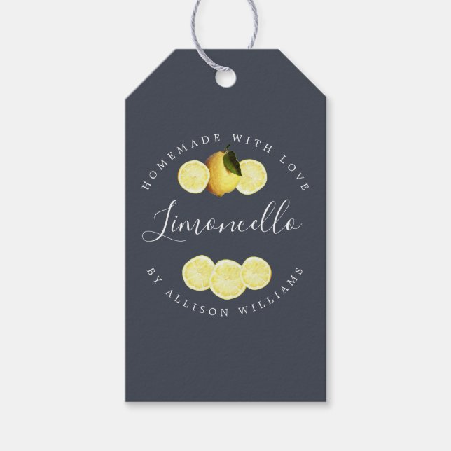Étiquettes-cadeau Balises cadeaux couleur bleu foncé pour Limoncello (Devant)