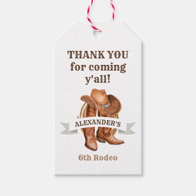 Étiquettes-cadeau Balises cadeaux Country Boots, Casquette et Lasso (Devant)