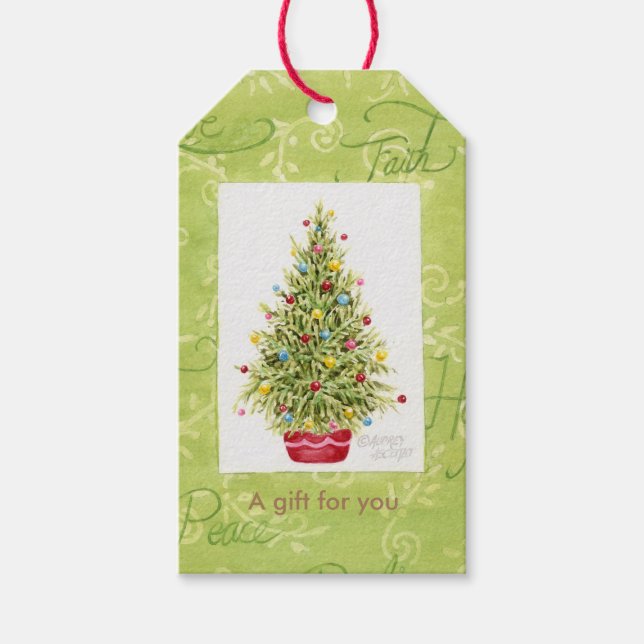 Étiquettes-cadeau Balises cadeaux d'arbre de Noël (Devant)