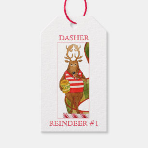 Étiquettes-cadeau Balises cadeaux DASHER REINDEER