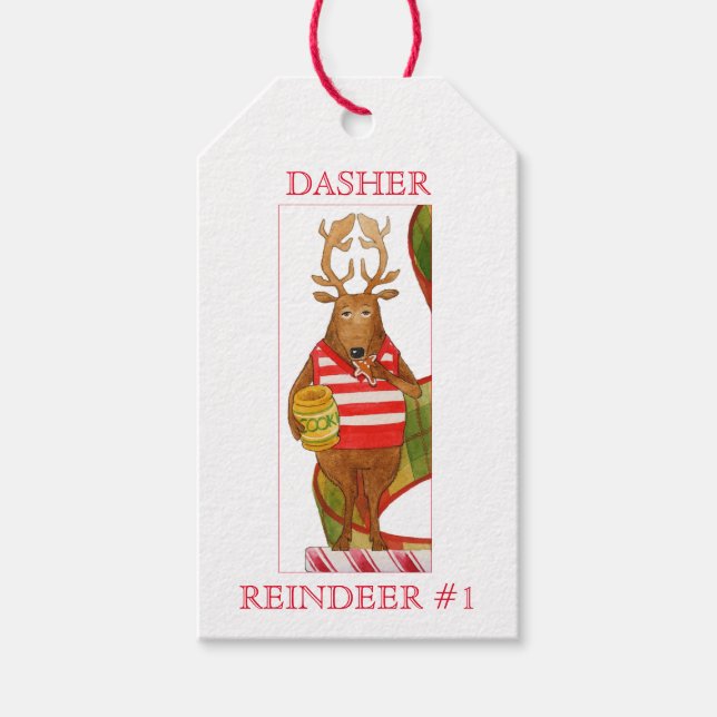 Étiquettes-cadeau Balises cadeaux DASHER REINDEER (Devant)