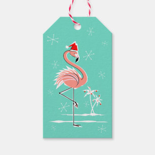 Étiquettes-cadeau Balises cadeaux de Flamant rose de Noël