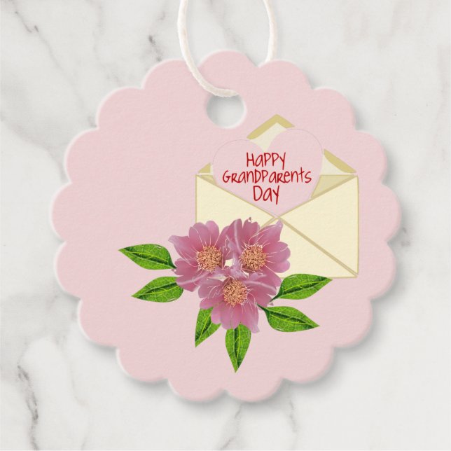 Étiquettes Cadeau Balises cadeaux de la fête des grands-parents (Devant)