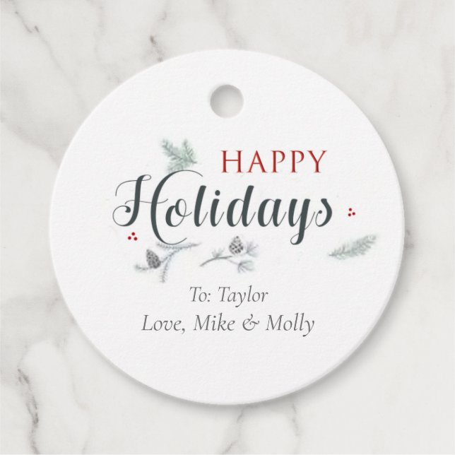 Étiquettes Cadeau Balises cadeaux de Noël Joyeux (Devant)