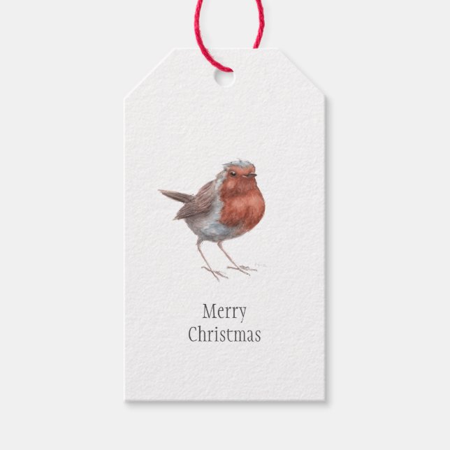 Étiquettes-cadeau Balises cadeaux de Noël "My Little Robin" Bird (Devant)