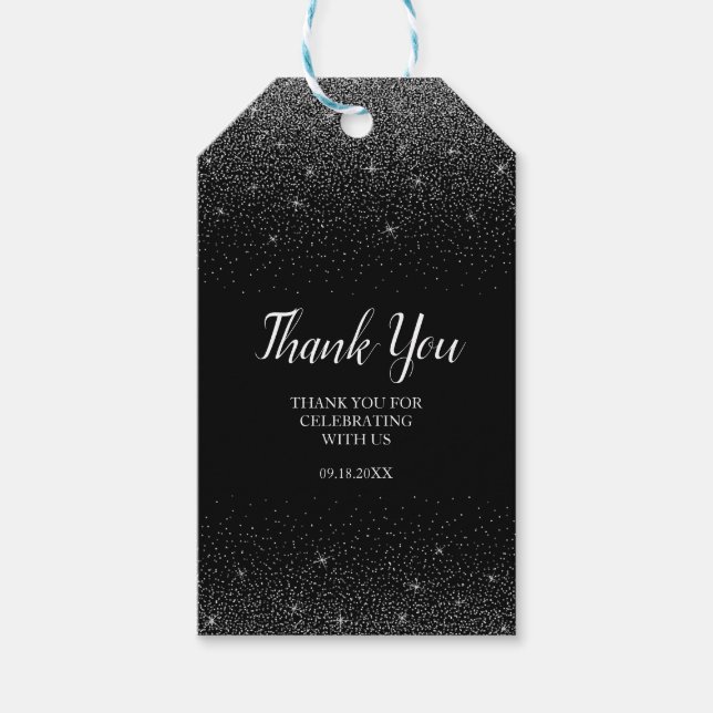 Étiquettes-cadeau Balises cadeaux de Parties scintillant en noir et  (Devant)