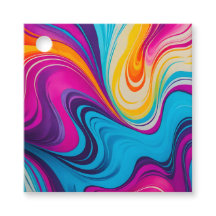 Balises cadeaux en papier marbré coloré