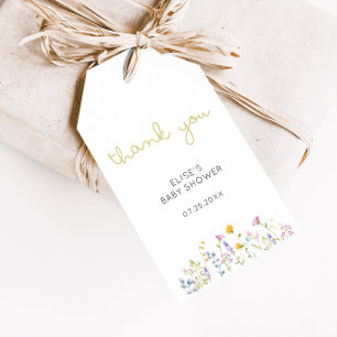 Étiquettes-cadeau Balises cadeaux fleur sauvage Baby shower Merci