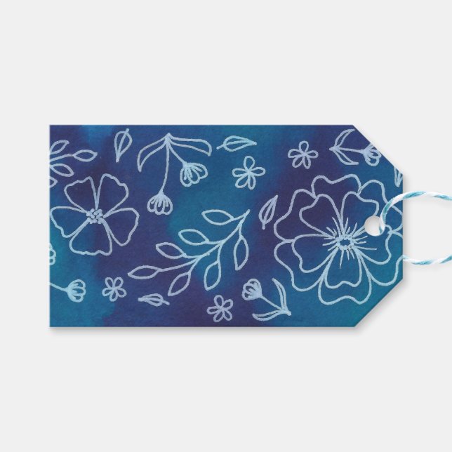 Étiquettes-cadeau Balises cadeaux florales dynamiques (Devant (Horizontal))