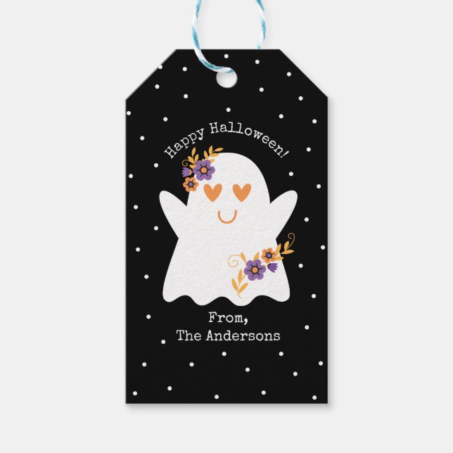 Étiquettes-cadeau Balises Cadeaux Ghost Ghost Halloween (Devant)