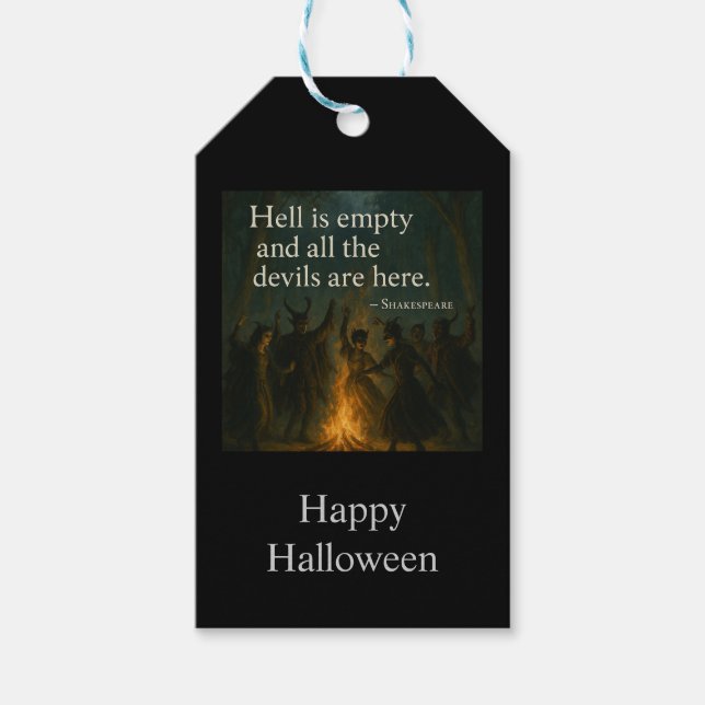 Étiquettes-cadeau Balises cadeaux Halloween Éffrayant - L'enfer est  (Devant)