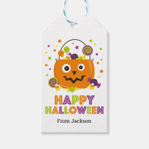 Étiquettes-cadeau Balises cadeaux Halloween Happy Pail personnalisé