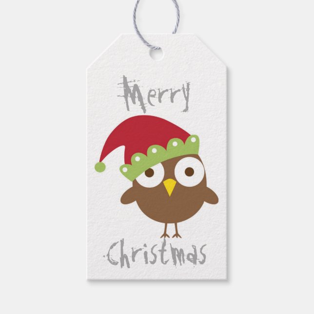 Étiquettes-cadeau Balises cadeaux - Joyeux Oiseau de Noël (Devant)