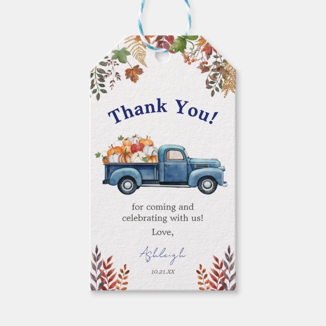 Étiquettes-cadeau Balises cadeaux Little Citrouille Boy Baby shower (Devant)