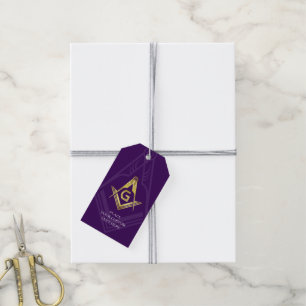 Étiquettes-cadeau Balises cadeaux maçonniques violet or   Freemason