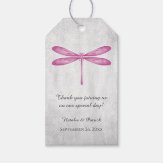 Étiquettes-cadeau Balises cadeaux Mariage de la libellule magenta