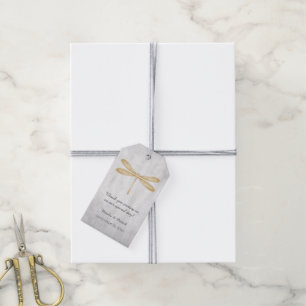 Étiquettes-cadeau Balises cadeaux Mariage de libellules d'or