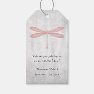 Étiquettes-cadeau Balises cadeaux Mariage de libellules roses