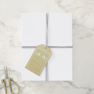 Étiquettes-cadeau Balises cadeaux Mariage de Lovebird Floral Jaune
