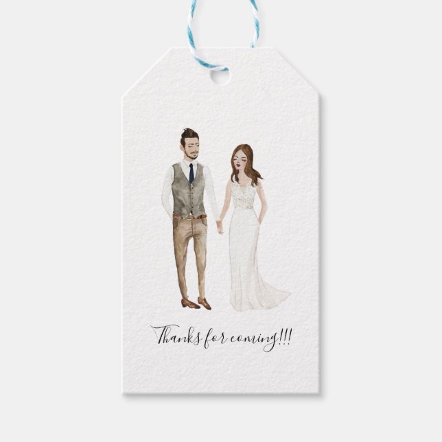 Étiquettes-cadeau Balises cadeaux Mariage en couple illustrées (Devant)